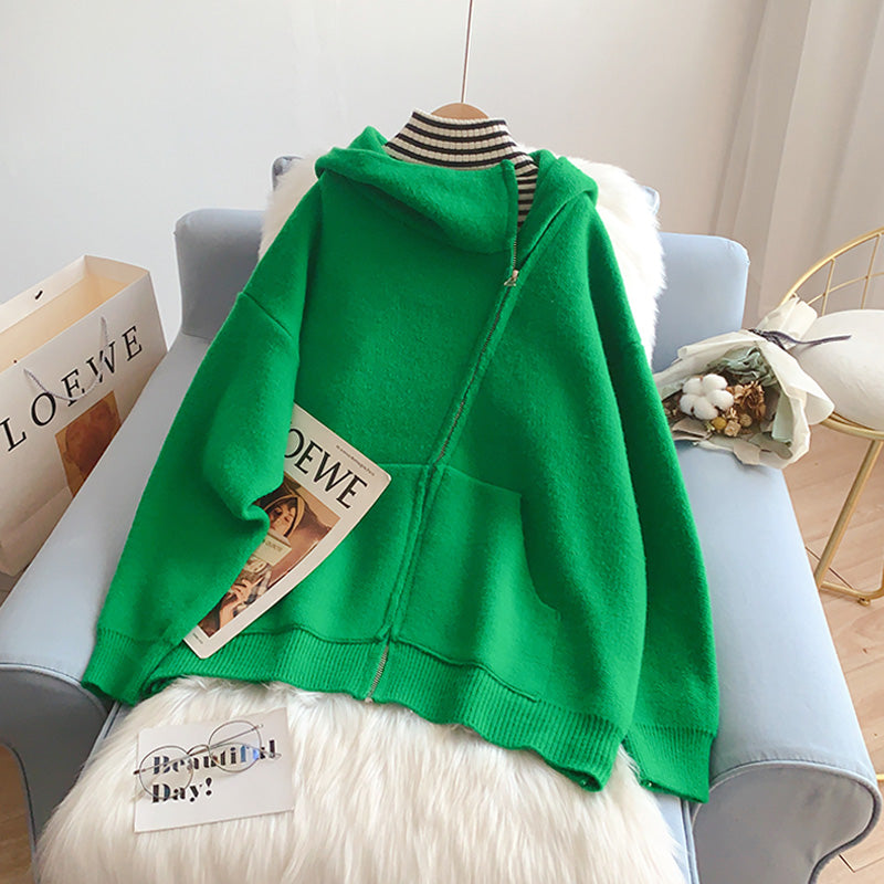 Manteau femme à capuche avec fermeture éclair inclinée 5220