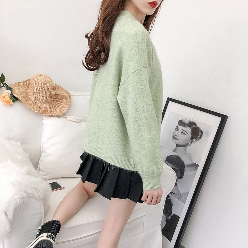 Petit cardigan tricoté frais manteau étranger 5269
