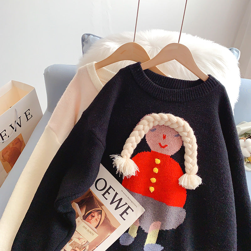 Joli pull tressé en trois dimensions pour petite fille 5141
