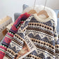 Pull jacquard vintage ample et décontracté 5135
