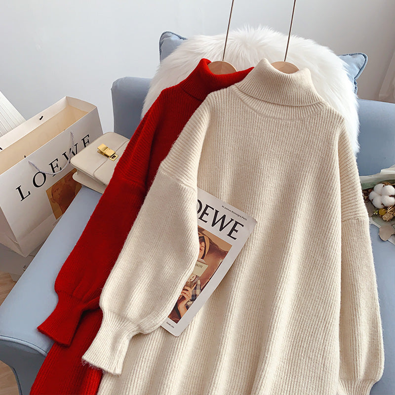 Le nouveau pull en tricot à col montant est ample et paresseux 5218