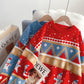 Pull col rond rouge style Noël pull pull top 5132
