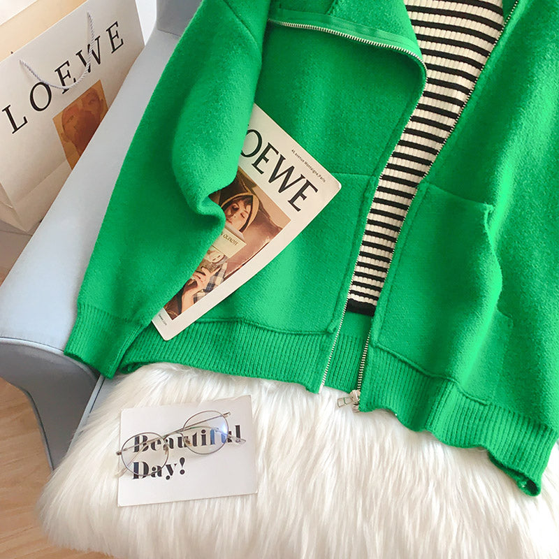 Manteau femme à capuche avec fermeture éclair inclinée 5220