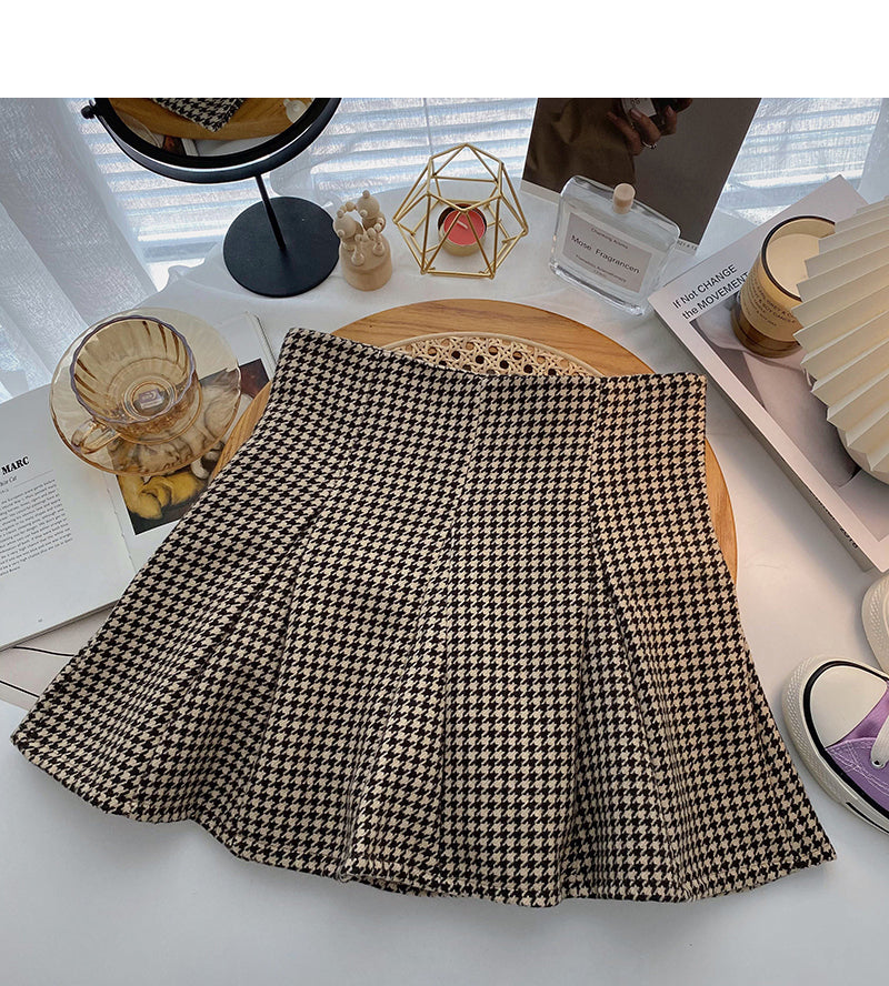 Pleated skirt shows thin fashion thousand bird check skirt  5288