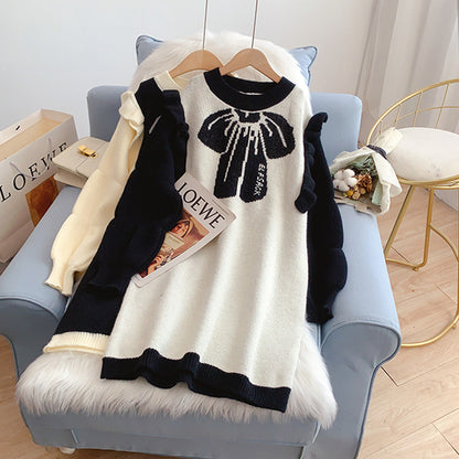 Pull long de style universitaire et robe en tricot de style étranger 5164