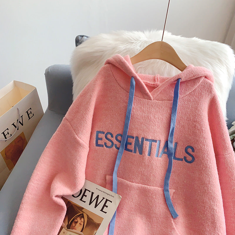 Pull à capuche brodé avec lettre paresseuse pour femme 5216