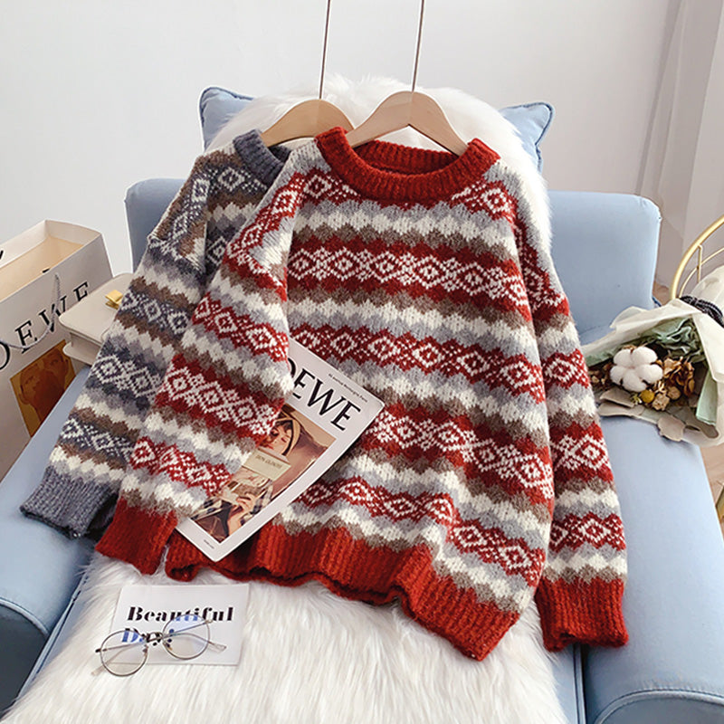 Nouveau pull ample et paresseux de style rétro coréen de Hong Kong 5150