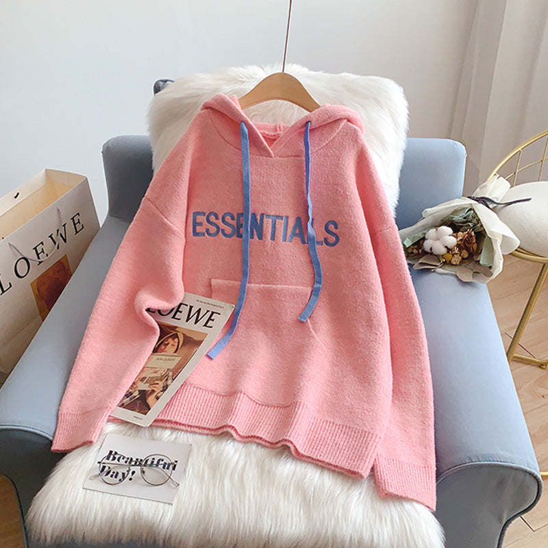 Sweat à capuche brodé avec lettre Lazy 5158