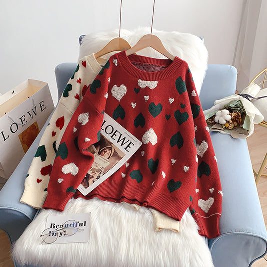 Pull femme Love Sweater Pull tricoté à bas haut 5129