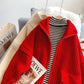 Manteau pull à col montant et grandes poches avec fermeture éclair 5190