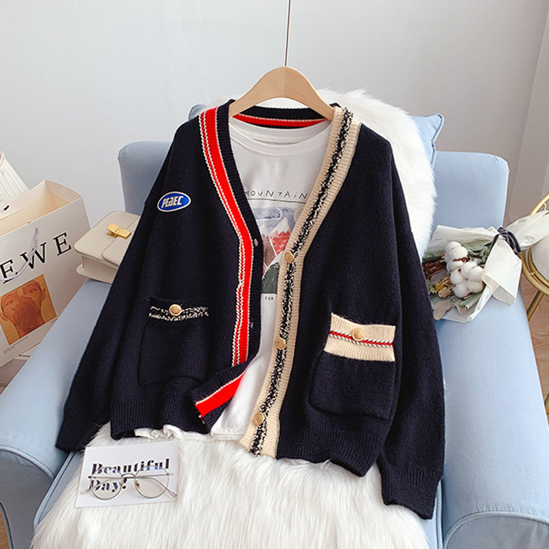 Nouveau manteau pull vintage de style universitaire pour femmes 5122