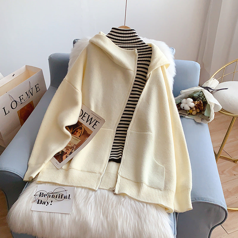Manteau femme à capuche avec fermeture éclair inclinée 5220