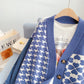 Manteau d'épissure de pull en denim à manches style Port vintage 5121