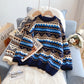 Pull jacquard vintage ample et décontracté 5135