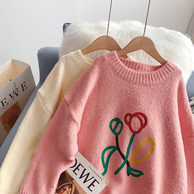 Pull femme Mori brodé tulipe 5181