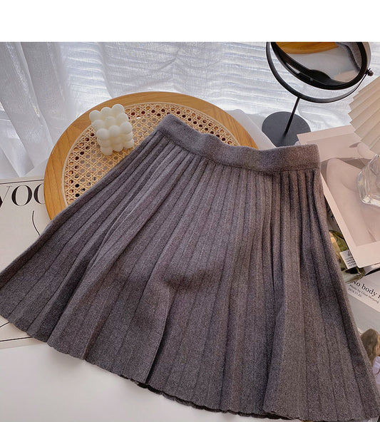 Pleated skirt, women's design, versatile knitted skirt  5271