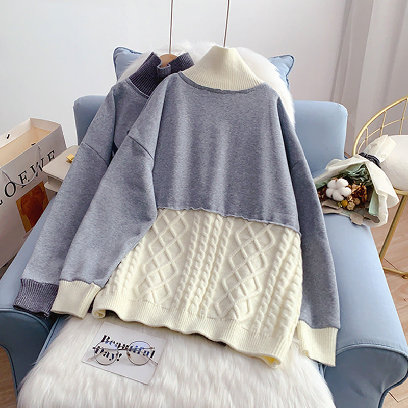 Pull col montant design sens de la chemise en tricot à fond minoritaire 5230