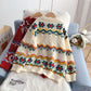 Pull vintage en jacquard rouge en laine grossière 5134