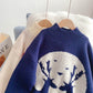 Pull col roulé à thème de Noël style décontracté ample 5131