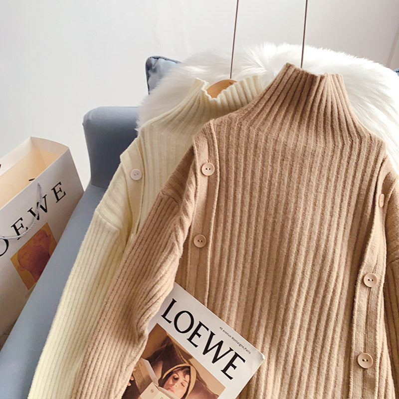 Pull cardigan boutonné à col montant vintage 5138