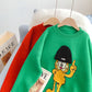 Pull col rond rouge mignon dessin animé femme 5142