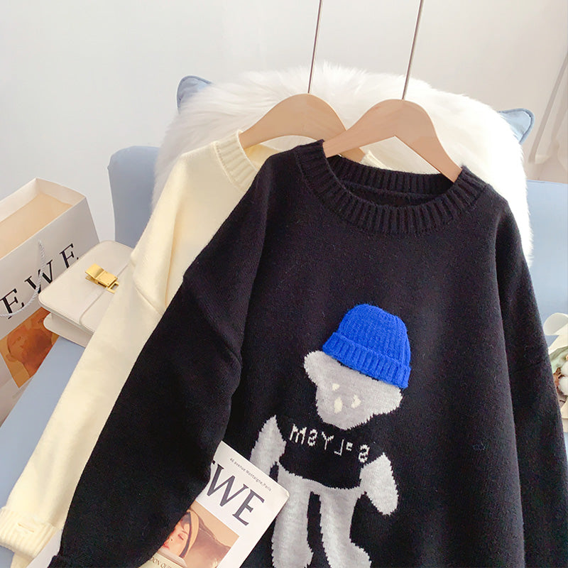 Pull chapeau tridimensionnel mignon ours design féminin sens minorité 5199