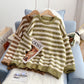 Pull rayé en laine grossière 5235