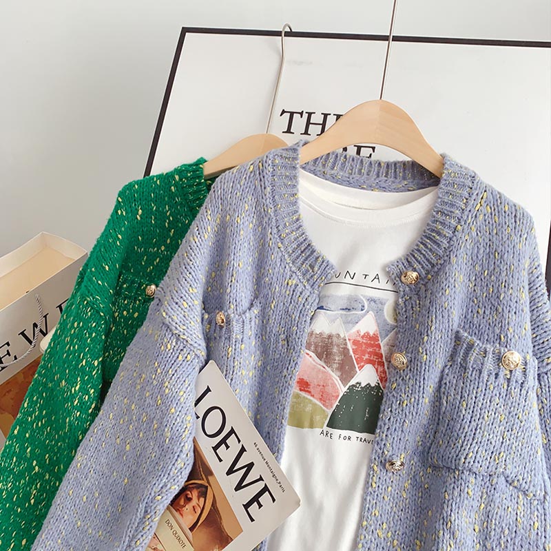Nouveau petit manteau parfumé cardigan tricoté pour femme 5174