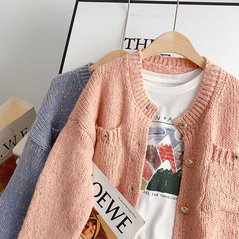 Nouveau petit manteau parfumé cardigan tricoté pour femme 5174