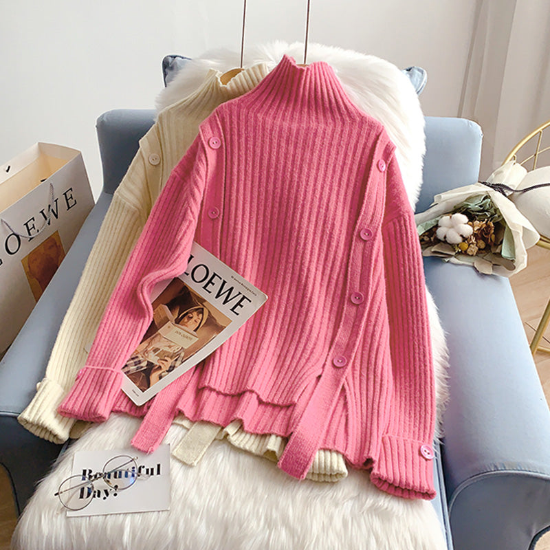 Pull cardigan boutonné à col montant vintage 5138