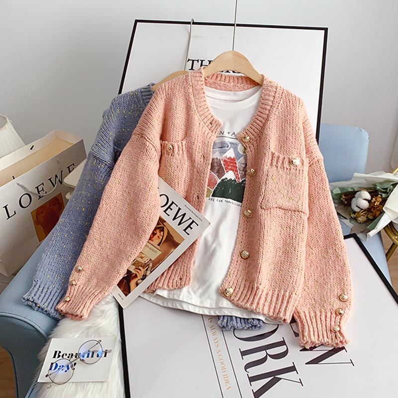 Nouveau petit manteau parfumé cardigan tricoté pour femme 5174