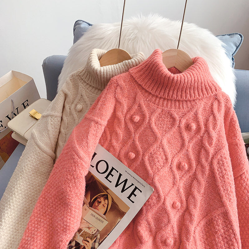 Pull col roulé torsadé pull pull top 5191