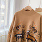 Pull brodé de l'industrie lourde rétro style Hong Kong col mi-haut 5160