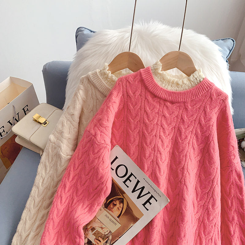Pull col en dentelle de chanvre Design sense 5110