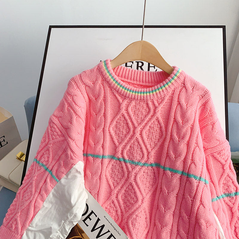Pull ras du cou torsadé Pull Top 5080
