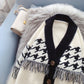 Manteau imitation vison à grille rétro mille oiseaux pour femme 5057