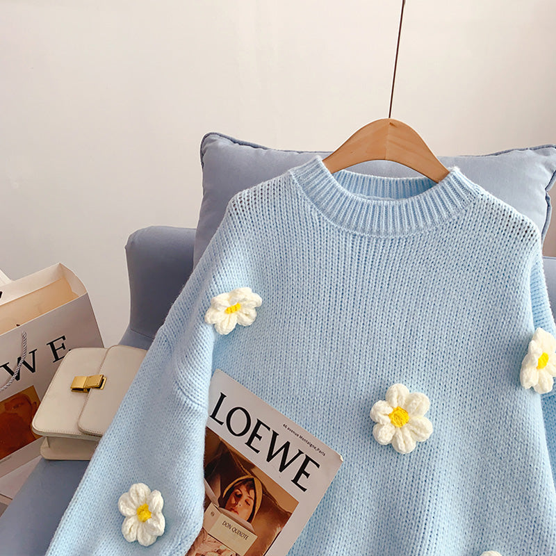 Design de niche avec un joli pull à fleurs tridimensionnelles japonais 5081