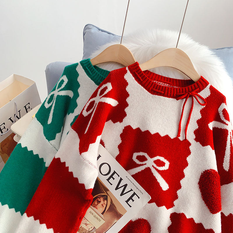 Pull de Noël rouge style étranger 5030