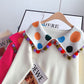 Pull boule de couleur à gros revers, pull vieillissant, haut 4951