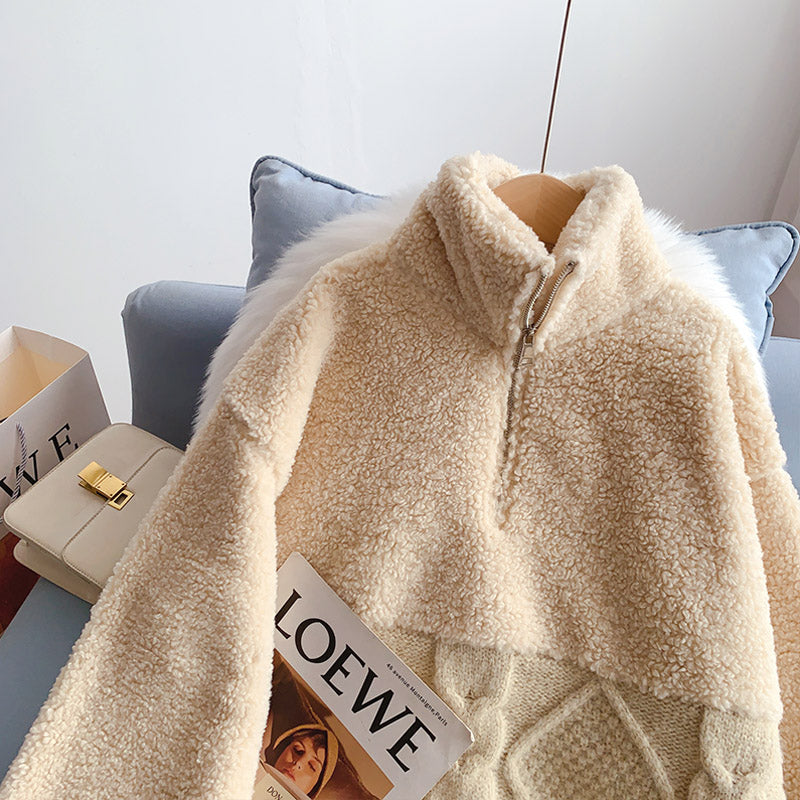 Pull en laine d'agneau cousu pull veste pull 4974