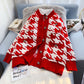 Pull cardigan à carreaux Qianniao manteau tricoté xiaoxiangfeng 5087