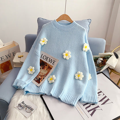 Design de niche avec un joli pull à fleurs tridimensionnelles japonais 5081