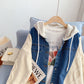 Cardigan tricoté polyvalent en denim avec manteau épissé 4965