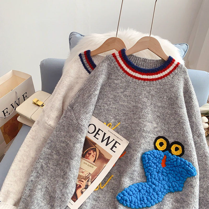 Pull brodé de dessin animé de l'industrie lourde, manteau de style étranger 4997