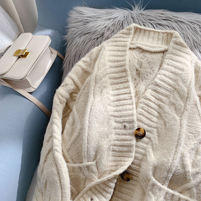 Cardigan pull torsadé manteau pull mi-long 5100