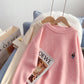 Pull ours brodé pour femme, pull polyvalent 5029