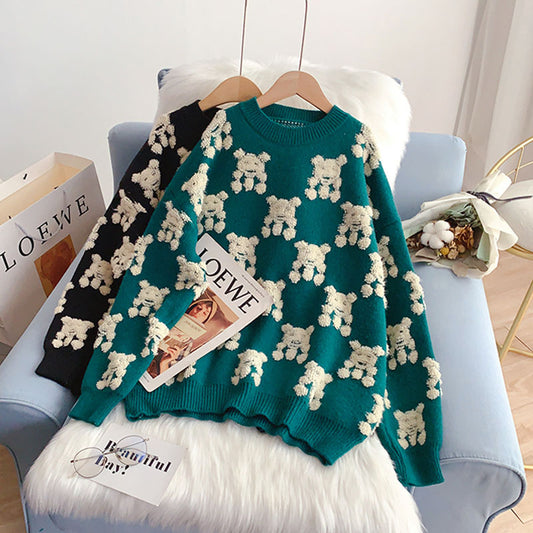 Pull rétro japonais paresseux pull ample 5082