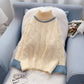 Pull torsadé à col montant Mori, haut en laine grossière 4961
