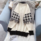 Manteau imitation vison à grille rétro mille oiseaux pour femme 5057