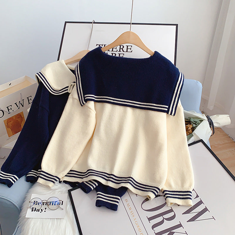 Pull à col bleu marine College Pull polyvalent 4978